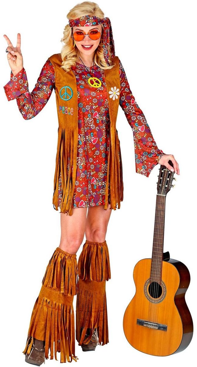 Hippie Kostuum | Francien Fraaie Franjes Hippie Jaren 60 | Vrouw | XXL | Carnaval kostuum | Verkleedkleding